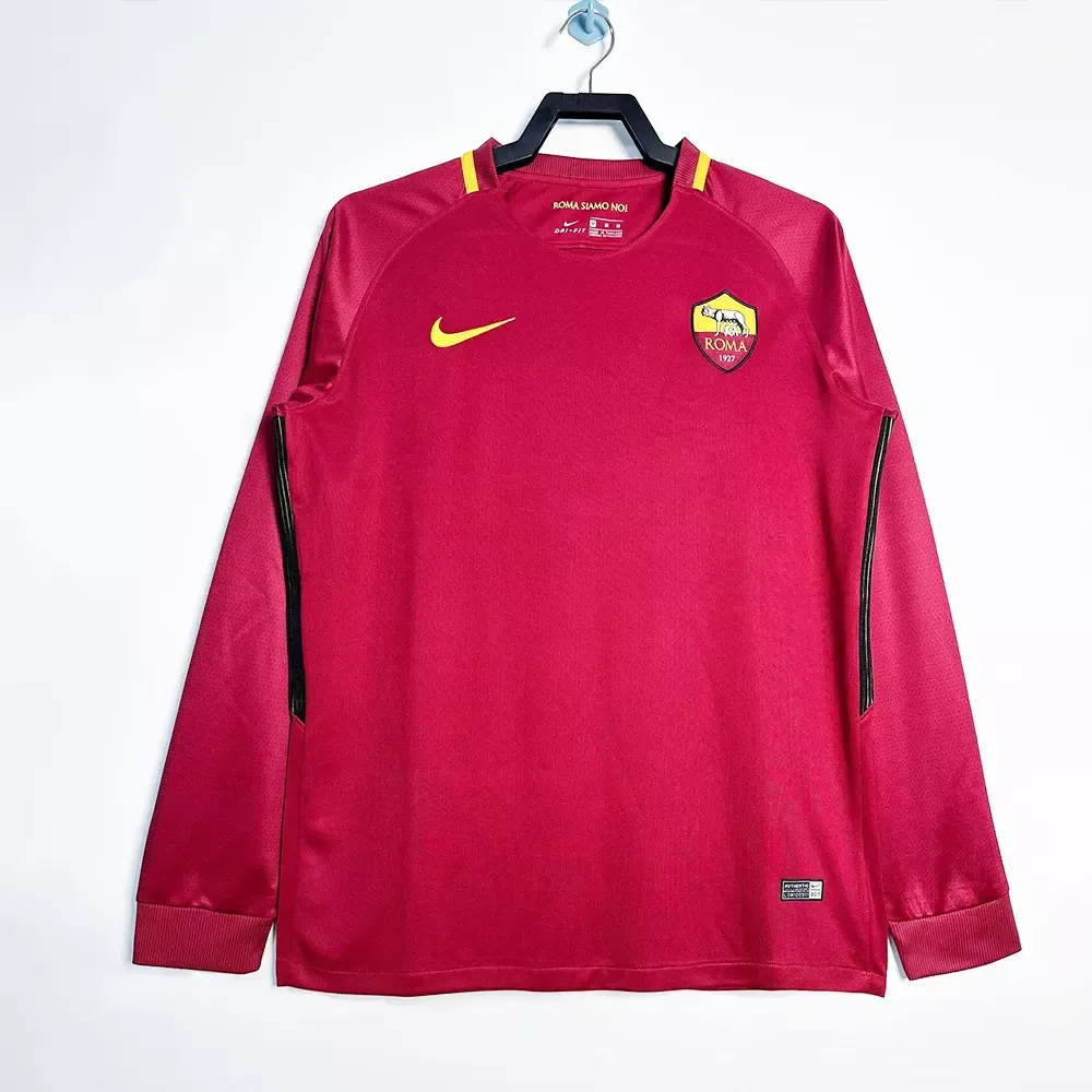 Roma Football Shirt 2017-18 Home Retro Long Sle...
