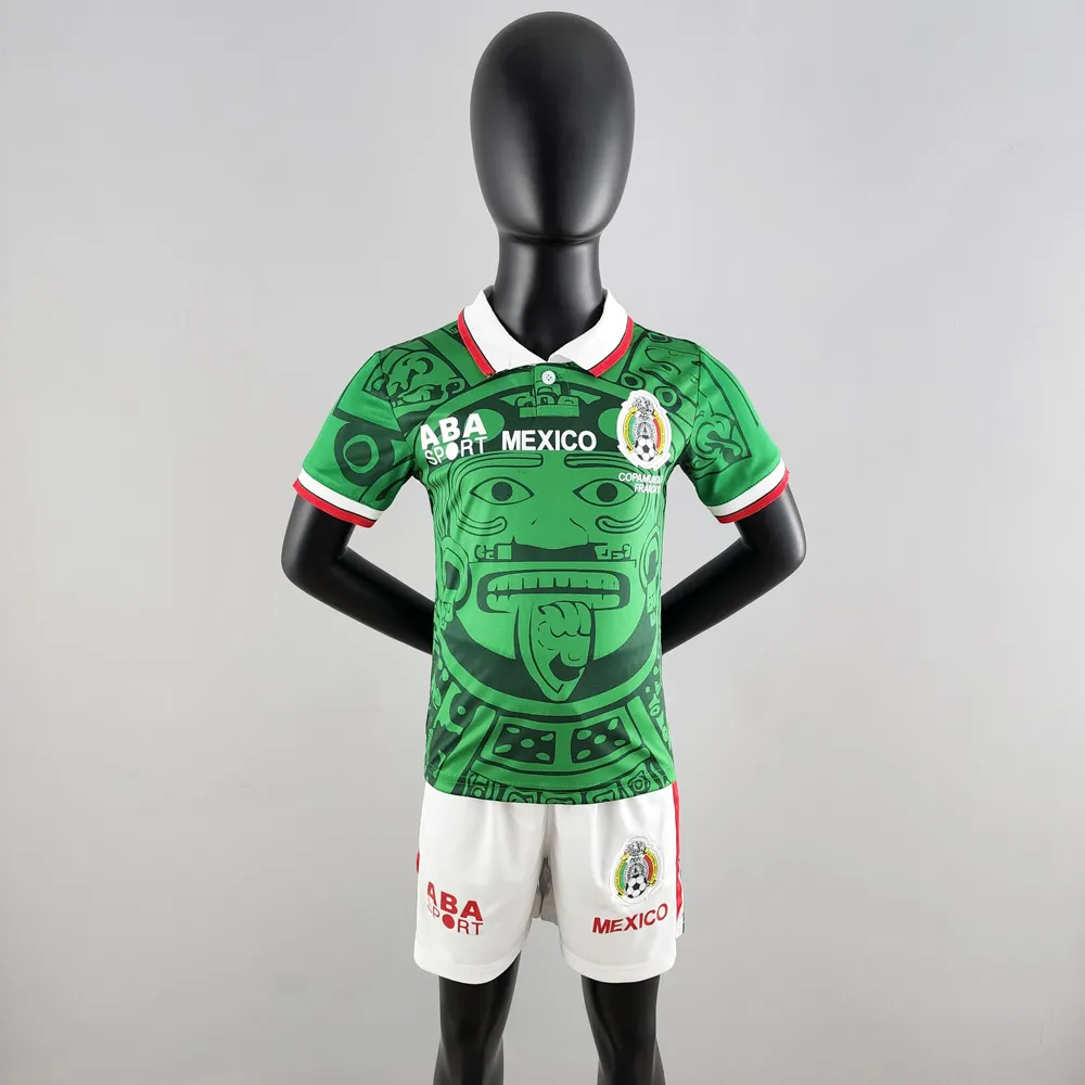 Retro Kids Kit 1998 Home Mexico Football Shirt ...
